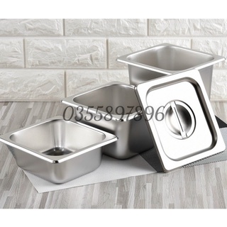 Khay đựng thực phẩm inox , đựng thạch Topping Inox 1/6