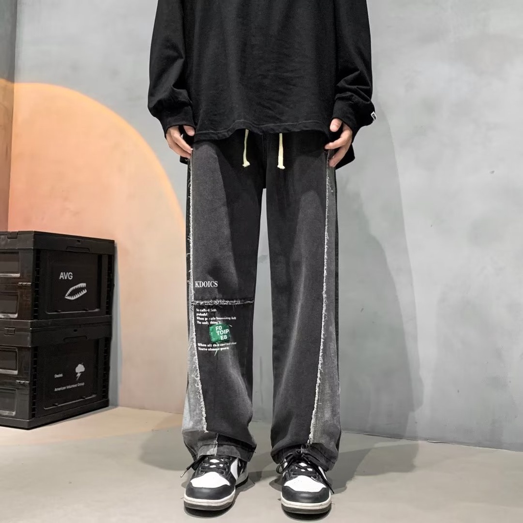 Quần jeans In Chữ size Lớn S-3XL Chống Mài Mòn Thời Trang Hàn Quốc Cho Nam