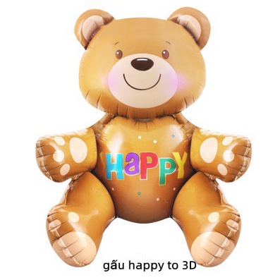 (Size đại) Bong bóng gấu Happy nâu 3D trang trí sinh nhật - Bóng gấu nâu 3D size đại trang trí sinh nhật sự kiện
