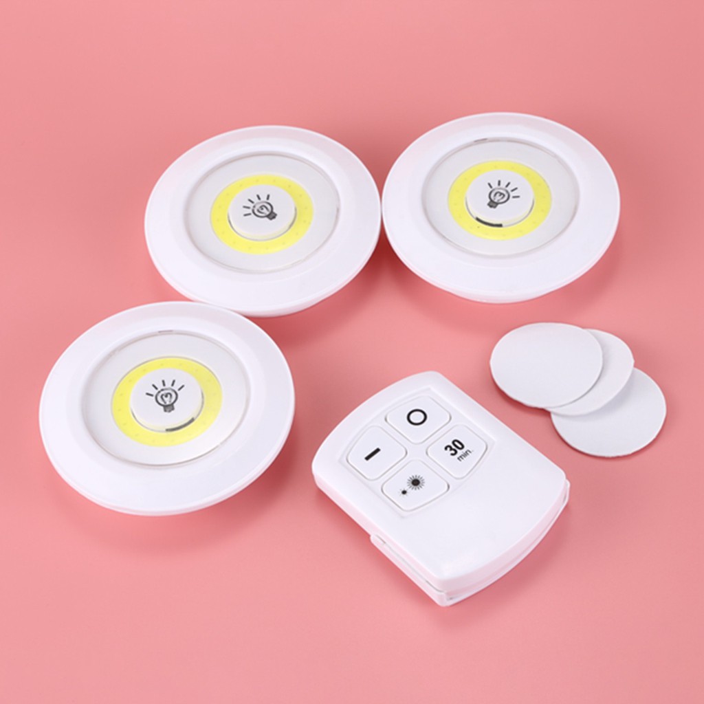 (GIÁ HUỶ DIỆT)Đèn  LED mini  bộ 3 đèn gắn tường, tủ,làm đèn ngủ, có điều khiển từ xa