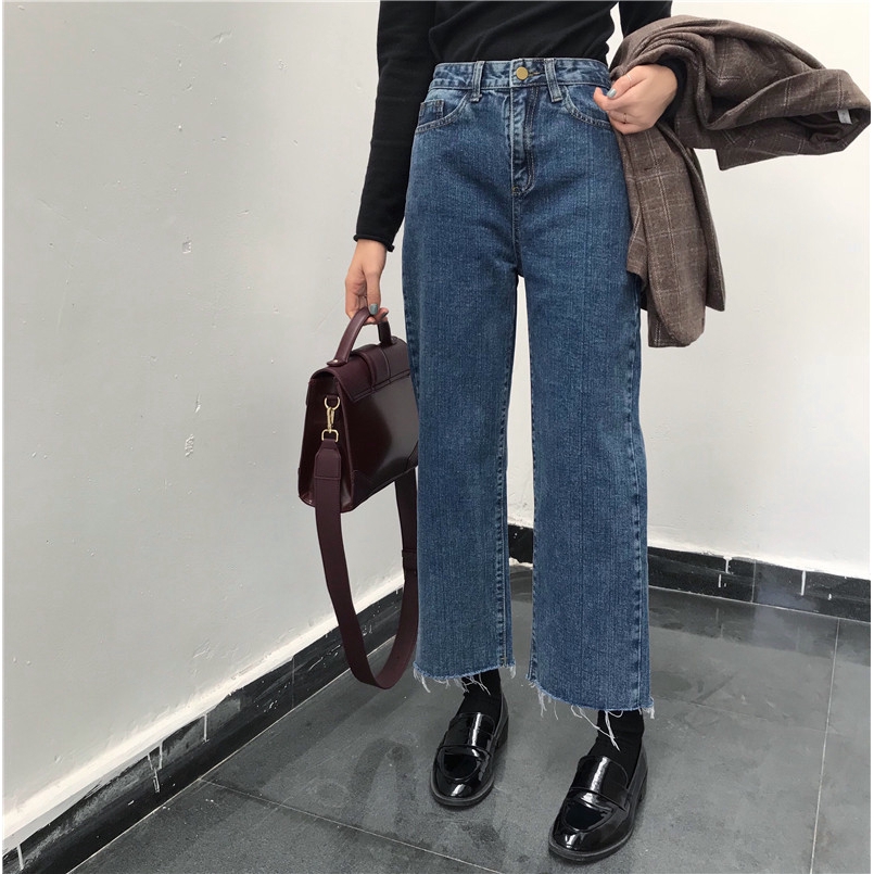 Quần dài ống suông lưng cao thời trang Hàn Quốc cho nữ size S-5XL