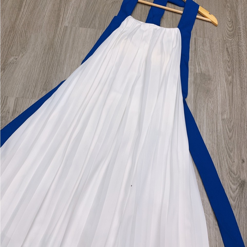 [FREESHIP] Đầm maxi đi biển maxi dập ly dây xanh