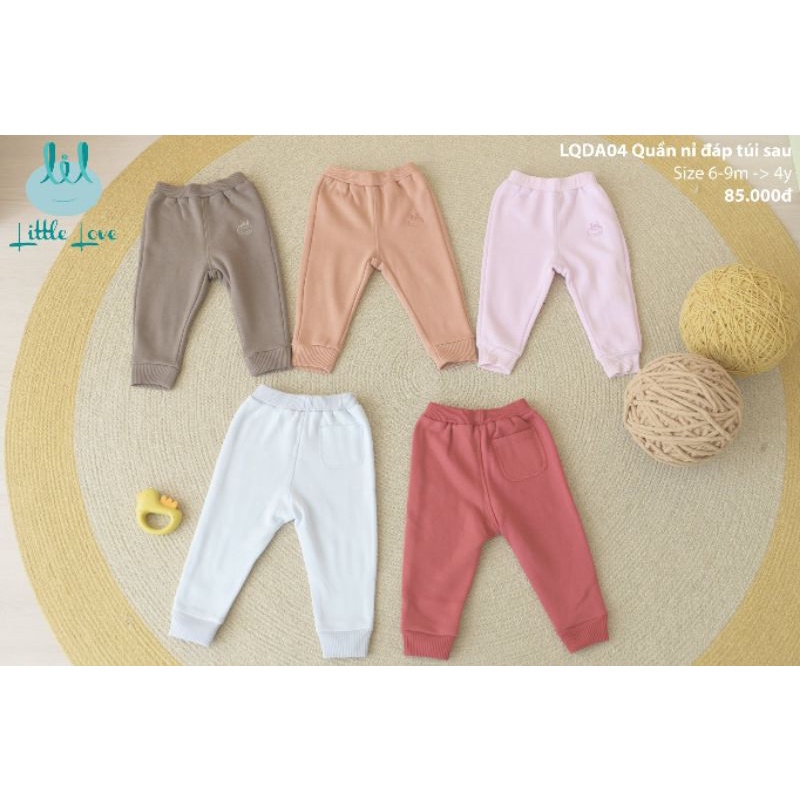 Lil little love - Quần dài nỉ bo gấu túi ốp cho bé 5-18kg