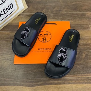 [RẺ VÔ ĐỊCH] Dép Lê Fendi đế cao đính logo đá cao cấp cực sang