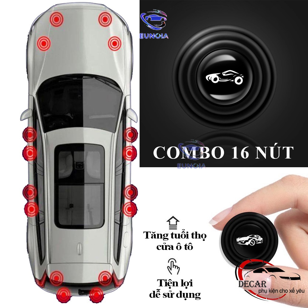 Combo 16 nút giảm chấn cánh cửa xe giúp cách âm, giảm lực đóng cửa và bảo vệ xe ô tô