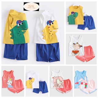 [VẢI THUN LẠNH]✅FREE SHIP✅ Bộ ba lỗ Bé Gái, Bé Trai họa tiết động vật đáng yêu