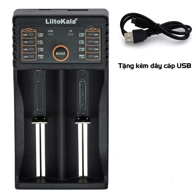 Bộ Sạc Pin Đa Năng LiitoKala Lii-202 Đầu USB Sạc Pin 1.2V/3.7V/3V/3.85V NiMH/Liion/LiFePo4