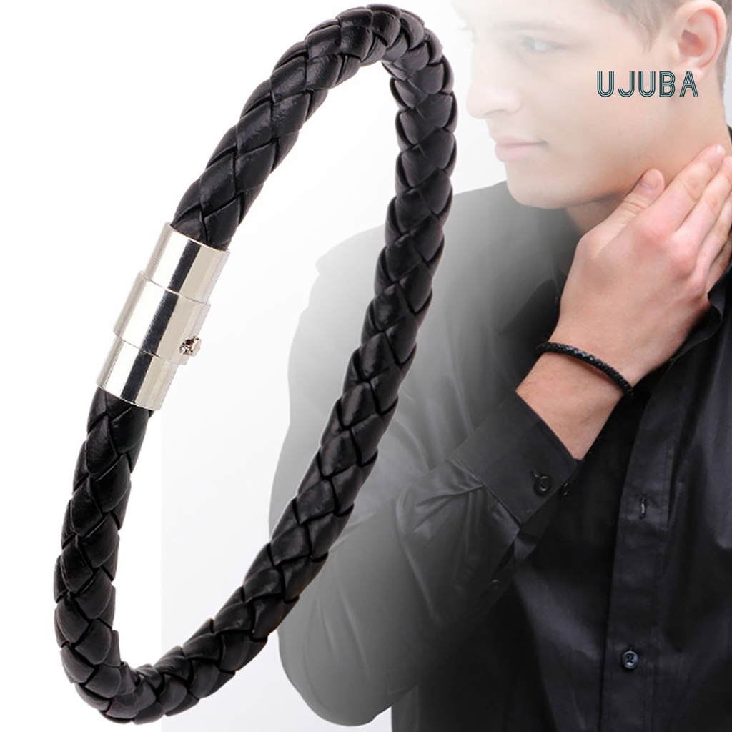 Vòng tay dây da giả bện có khóa từ tính linh hoạt vào dịp kỷ niệm cho nam | BigBuy360 - bigbuy360.vn