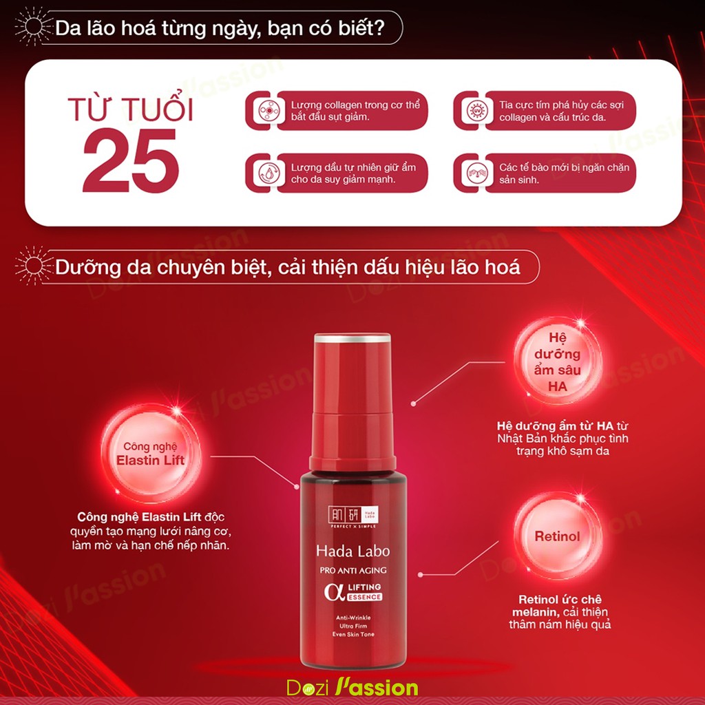Tinh Chất Hada Labo Chuyên Biệt Chống Lão Hóa Màu Đỏ - Hada Labo Pro Anti Aging α Lifting Essence 30ml