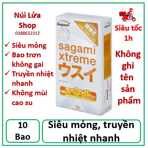 Bao cao su Sagami Siêu mỏng nhất thế giới Xtreme Super Thin, 10 cái