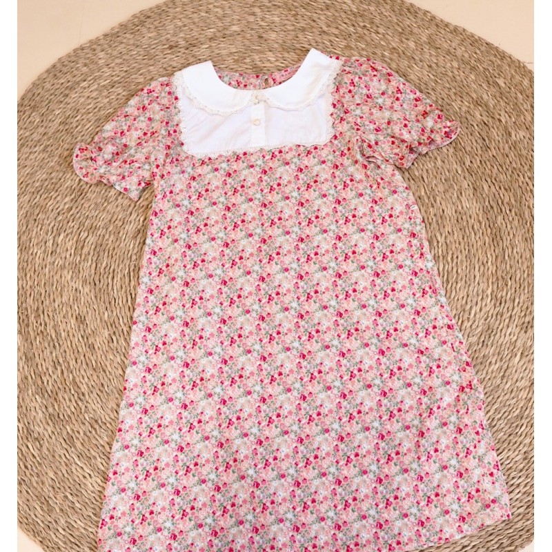 Váy Bầu Liti Hoa Nhí Nhỏ Cổ Sen Trẻ Trung