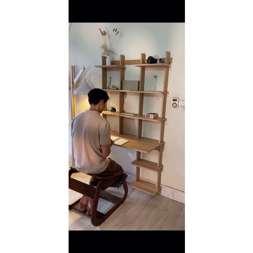 Bàn làm việc, giá sách biến hình, bàn học plywood