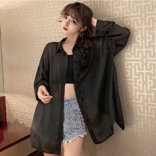 Áo Sơ Mi Trắng Mỏng Khoác Ngoài