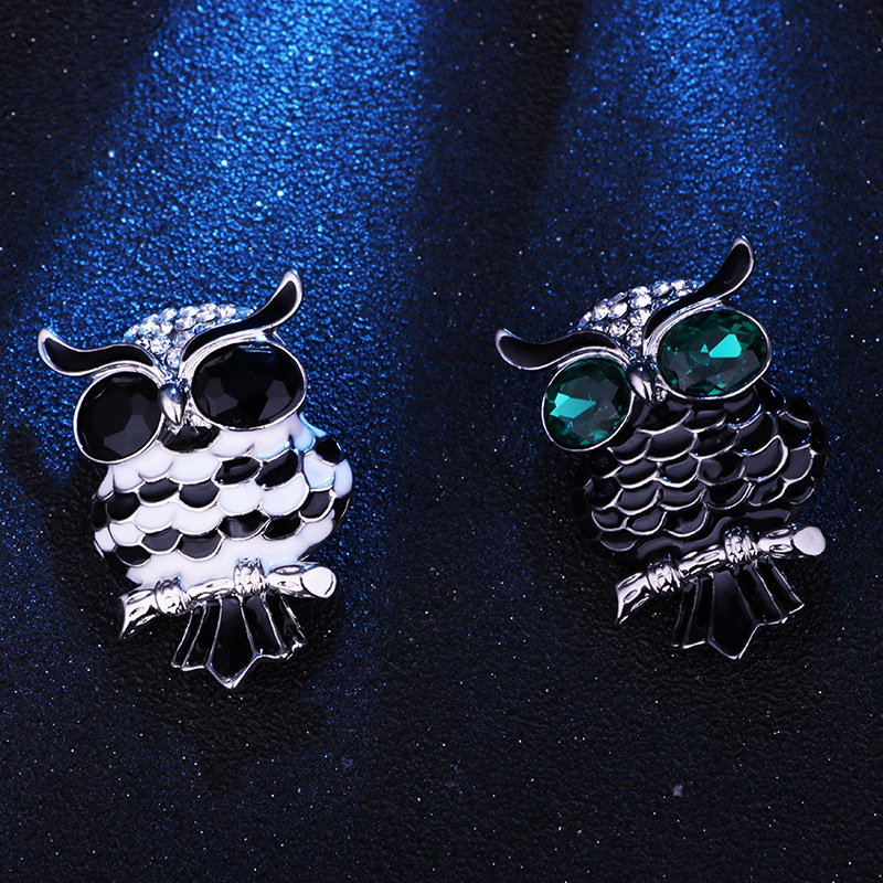 Trâm Cài Áo Hình Chim Cú Màu Trắng Đen Phong Cách Cổ Điển Cho Nam Và Nữ