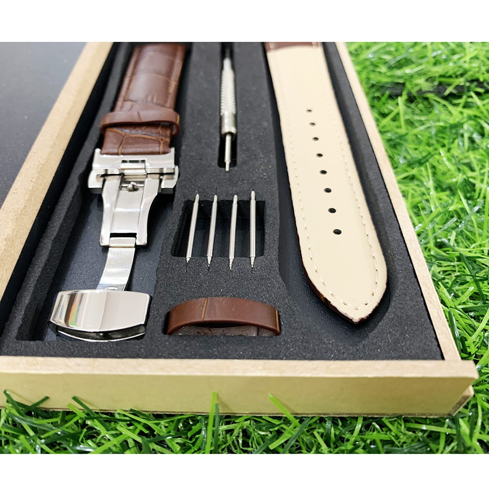 DÂY DA ĐỒNG HỒ DA BÒ KHÓA BƯỚM CAO CẤP 316L