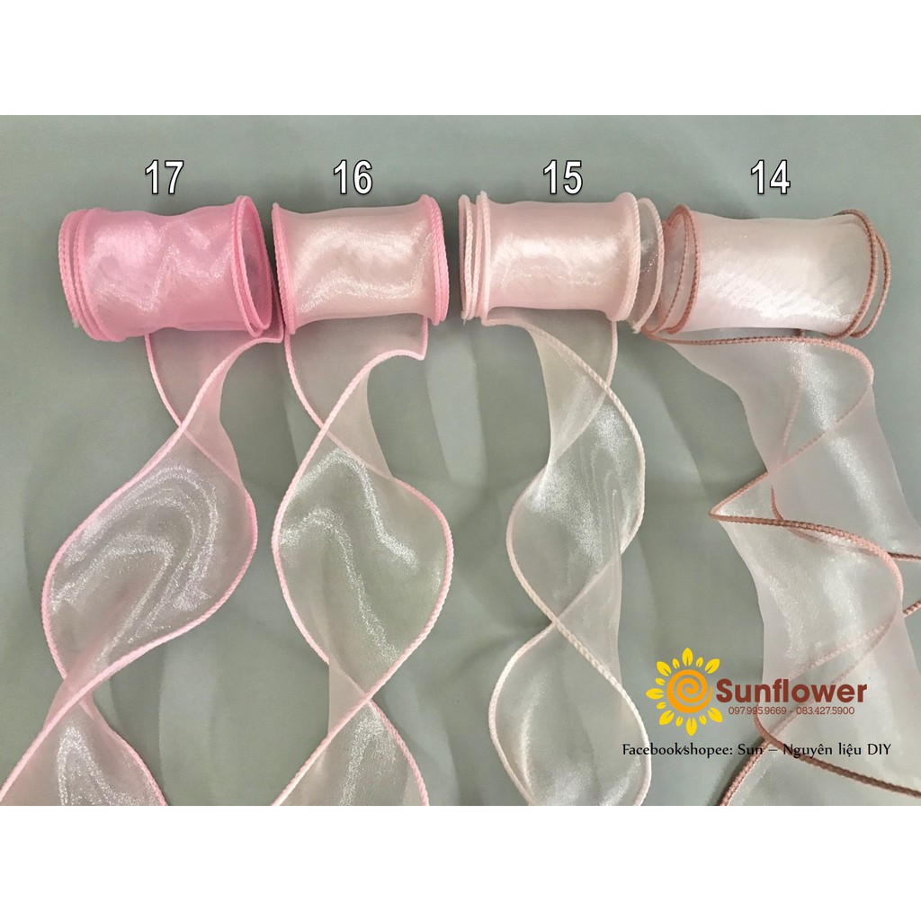 Ruy băng voan viền bô đê - size 6 cm