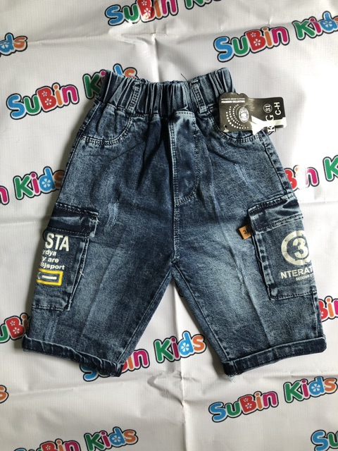 Quần sooc jean túi hộp cho bé trai SBSJ24 sz 22-28kg (xanh và khói loang) quần ngố bò bé trai hàng có sẵn