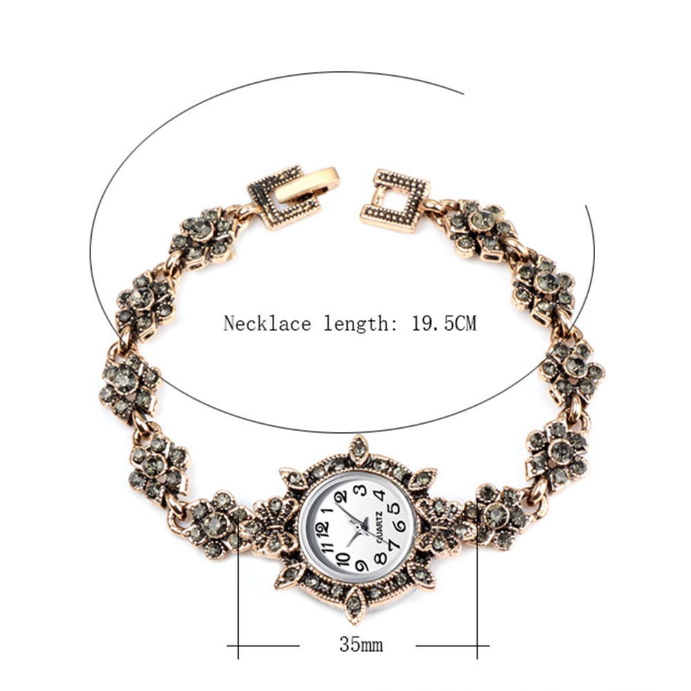 Đồng Hồ Đeo Tay Mặt Tròn Đính Đá Thời Trang Vintage Cho Nữ