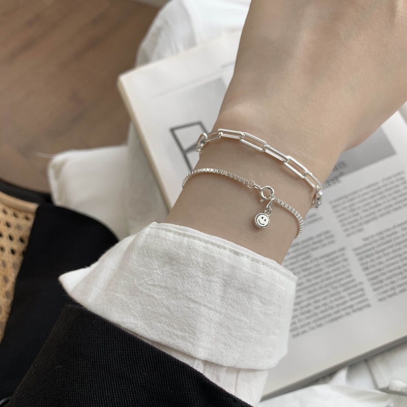 Vòng tay nữ lắc tay nữ bạc s925 dây hộp trơn mix mặt cười Cá jewelry LTB136