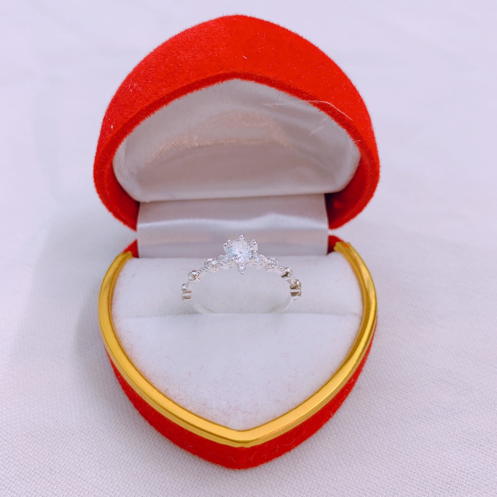 Nhẫn nữ bạc thật đính đá nhỏ xinh xắn, sáng đẹp - Kho sỉ bạc Nhất Linh