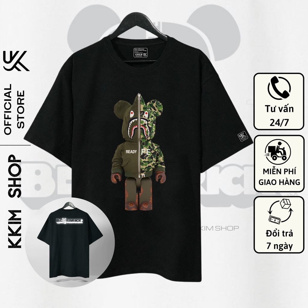 Áo Thun Tay Lỡ BearBrick, Áo phông unisex Form rộng Oversize, chất liệu Cotton . KKIMSHOP