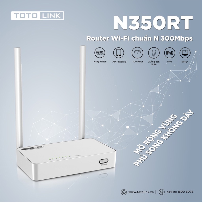 Bộ Phát Wifi Xuyên Tường Totolink 4 Râu N600R Chuẩn N600Mb, Router Wifi 2 Râu N350RT 300Mb, Bộ phát Totolink 5 Râu A810R