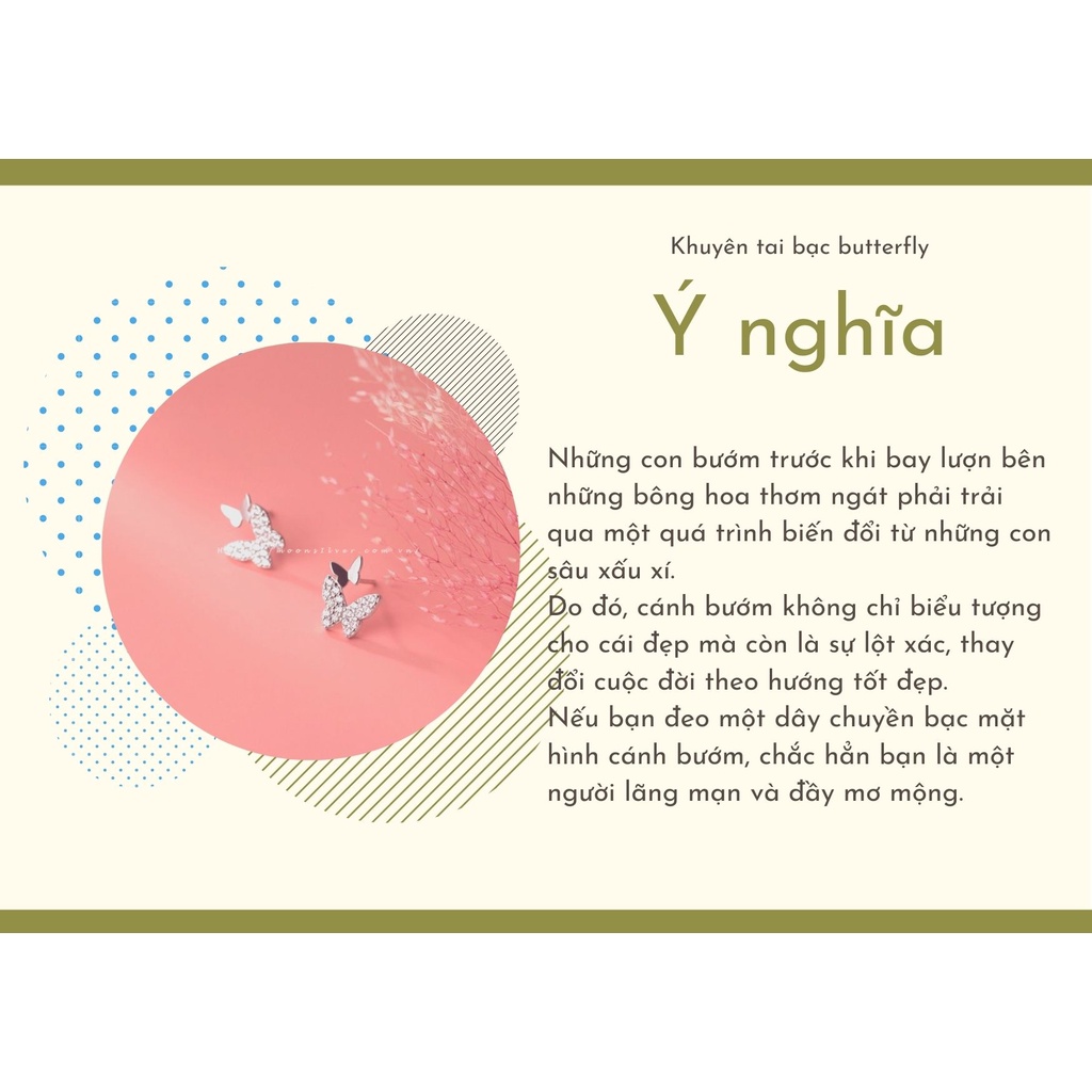 Khuyên tai, bông tai bạc nữ s925 cánh bướm Butterfly moonsilver