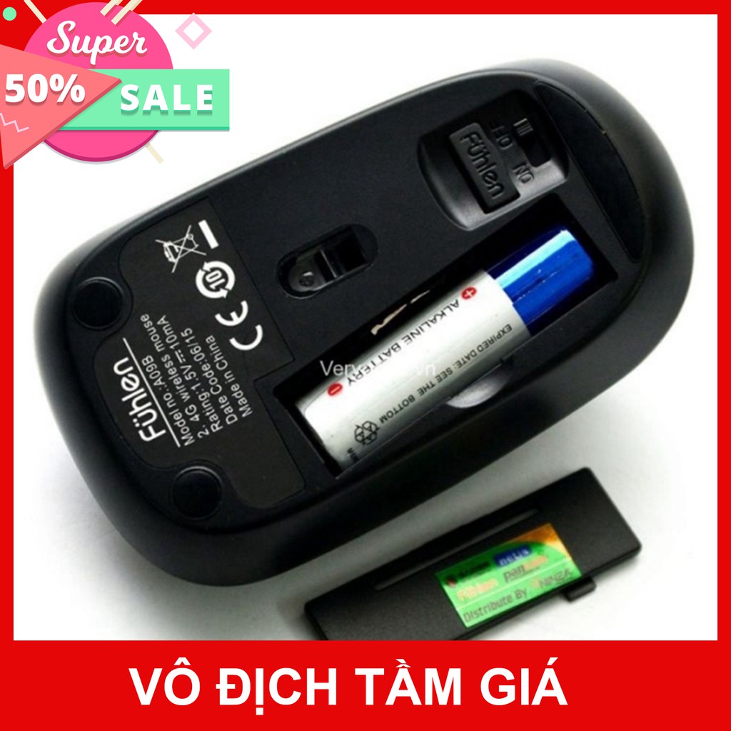 Chuột không dây Fuhlen A09B - Có pin đi kèm - Chính hãng có Tem ninza chống hàng giả - BH 12 tháng