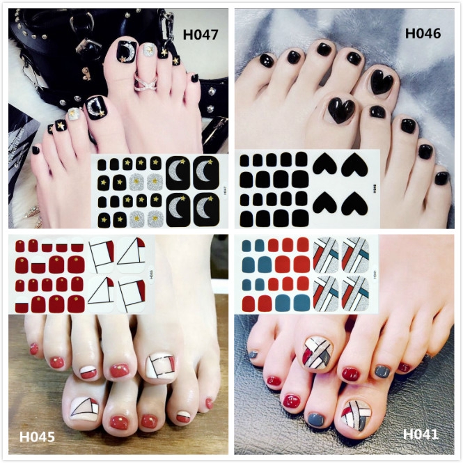 Miếng Dán Trang Trí Móng Chân Giả Đầu Vuông Màu Sắc Trơn Chống Thấm Nước Chống Mòn Tiện Dụng