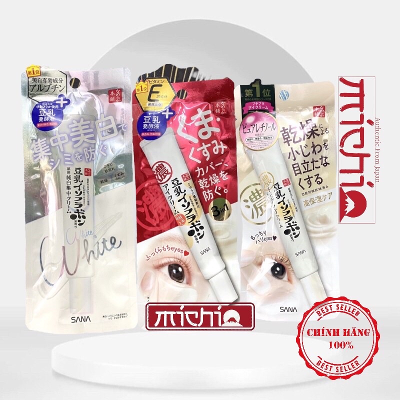 Kem Mắt SANA Mờ Thâm, Chống Lão Hóa - 20g Nhật Bản vàng/trắng/đỏ