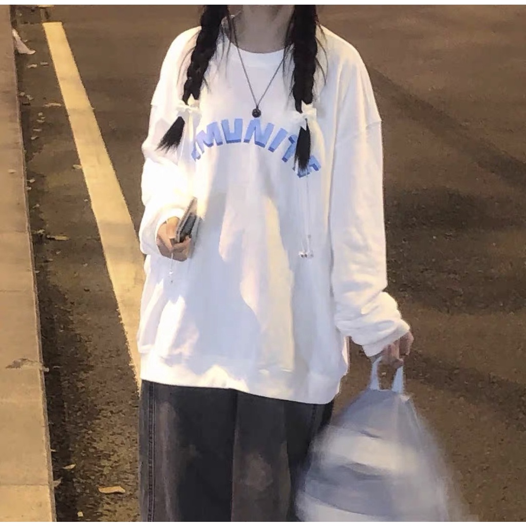 Áo hoodie form rộng dài tay Hmun cào bông - Sweater oversize nam nữ thiết kế học sinh, phong cách hàn quốc