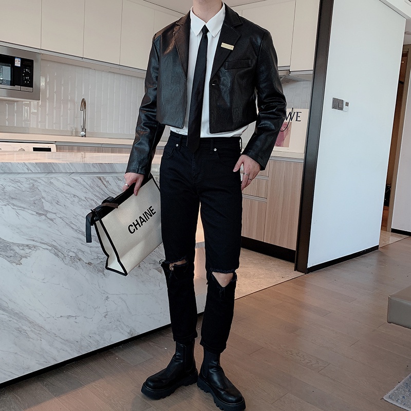 Áo khoác da siêu mỏng phong cách G-Dragon thời trang đường phố cá tính cho nam