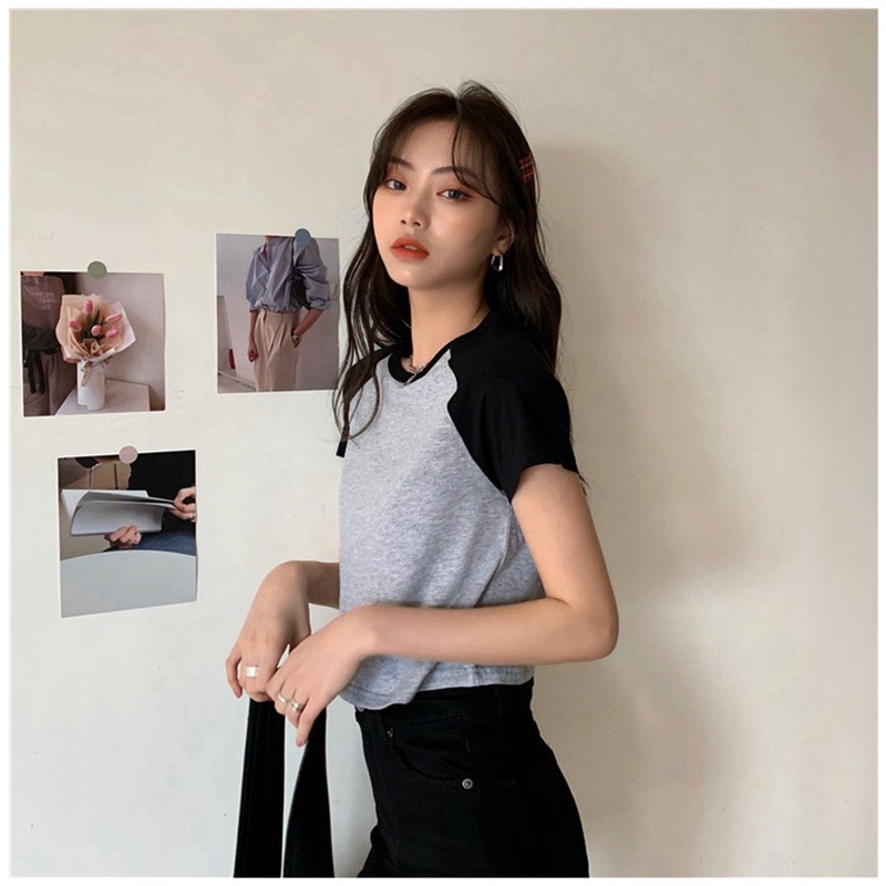 MS6680 Áo phông, áo thun nữ raplan croptop
