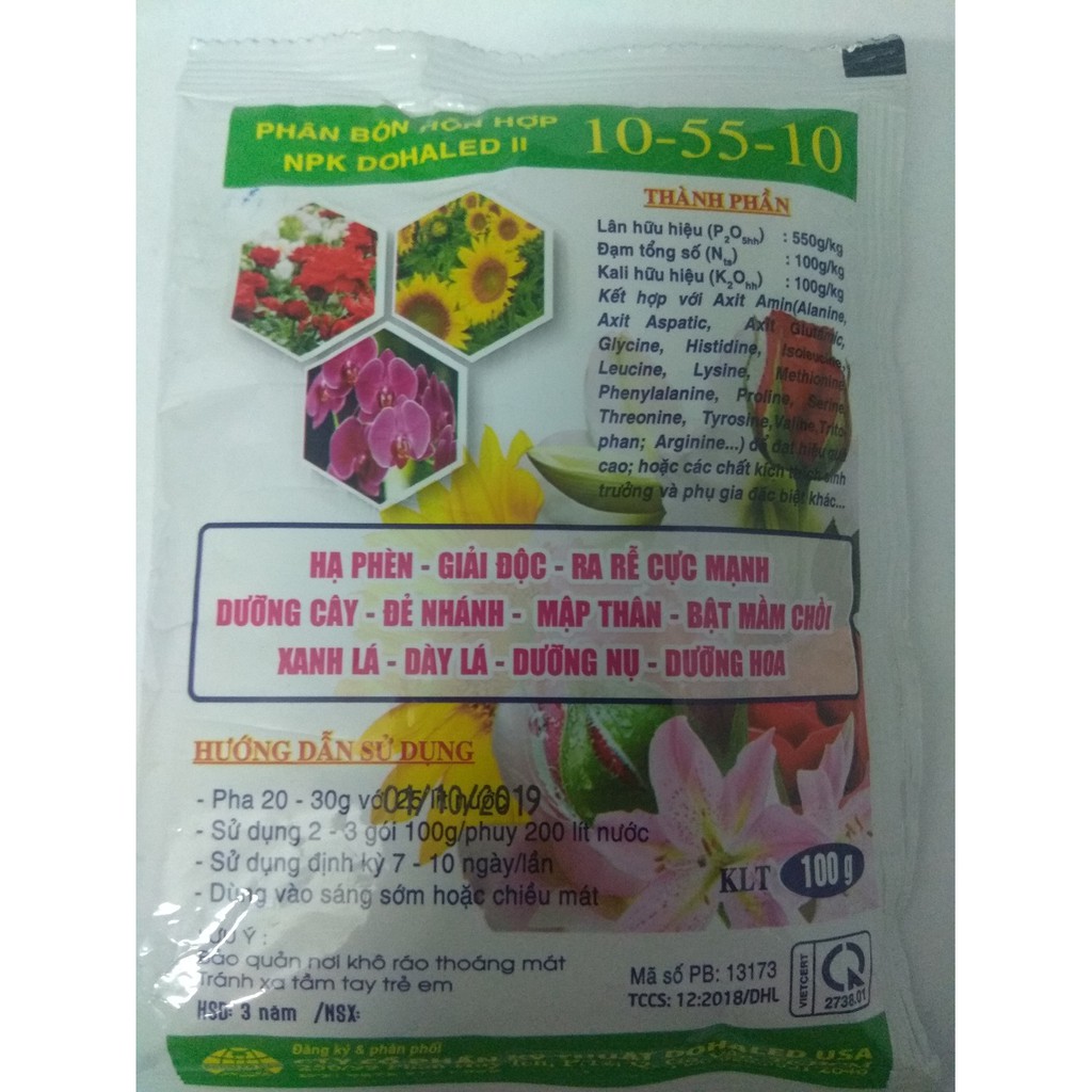 Siêu lân 550 NPK 10-55-10 - thúc phân hóa mầm hoa dưỡng nụ - gói 100 gram