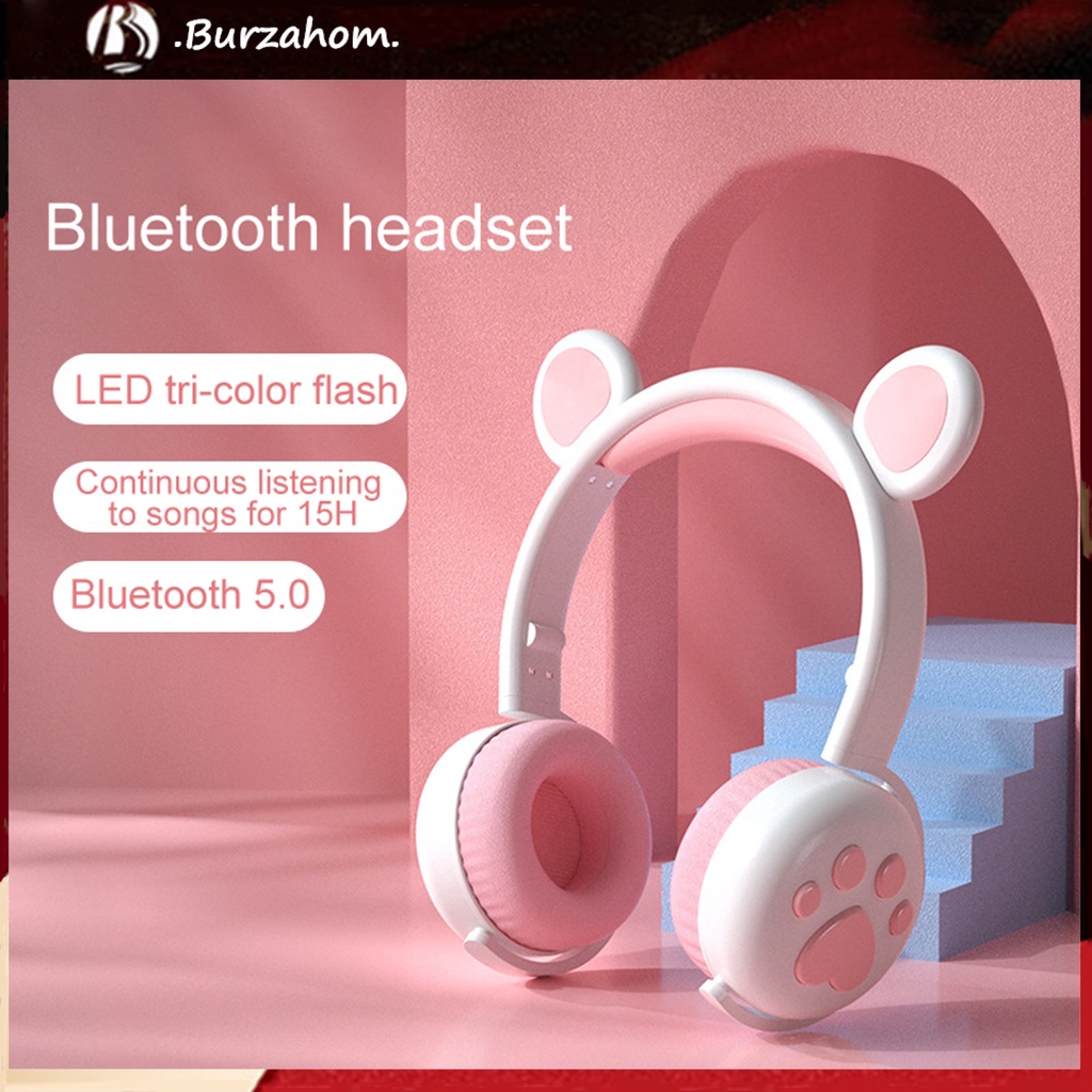 Tai nghe bluetooth 5.0 hình gấu phát sáng dành cho điện thoại