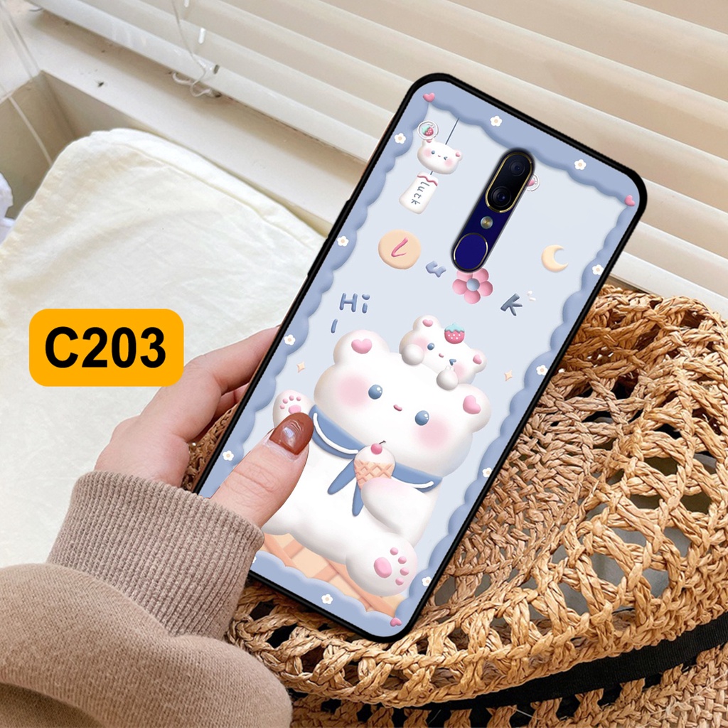 Ốp lưng Oppo F11 / Oppo F11 Pro in hình caro gấu thỏ dễ thương