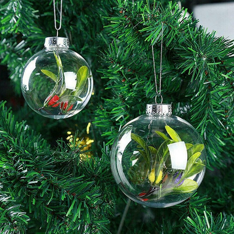 Set 20 Quả Châu Nhựa Trong Suốt 8cm Trang Trí Cây Thông Noel