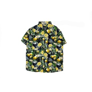 Áo Sơ Mi Hawaii Chanh Trắng/ Đen (Ảnh THẬT)
