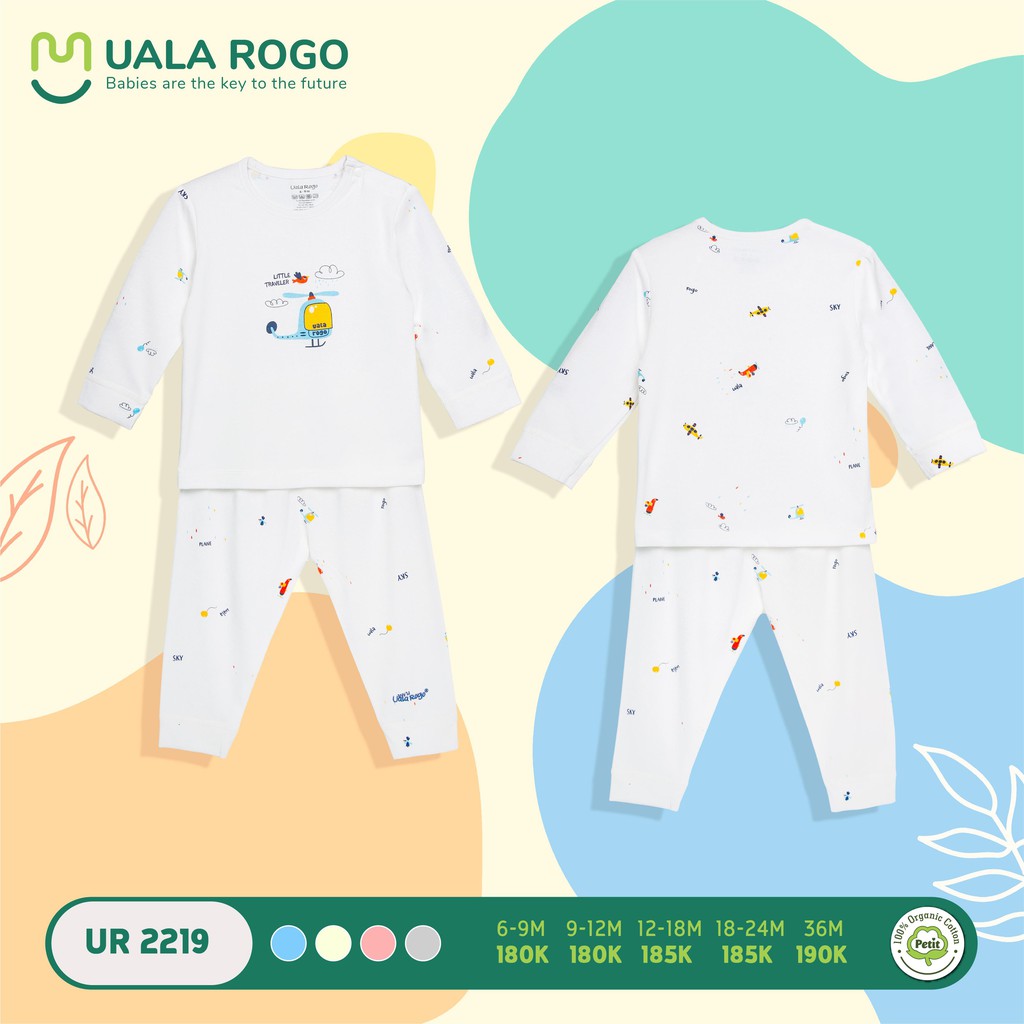 UR2219 Bộ dài tay cài vai Uala Rogo họa tiết giao thông chất petit