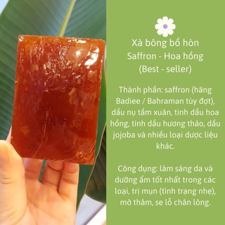 Xà phòng trắng da - xà phòng handmade 130gr - xà bông saffron hoa hồng