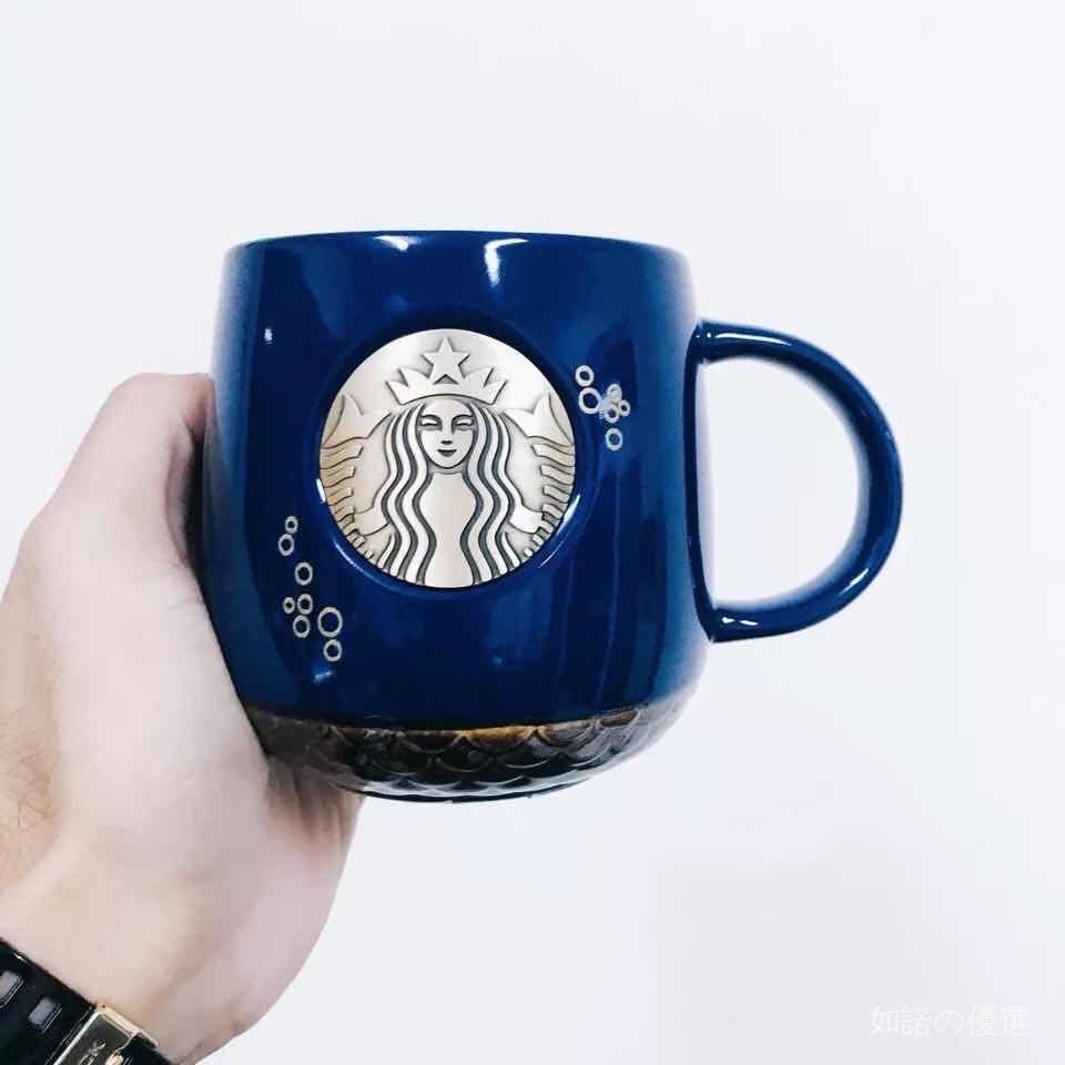 Ly Uống Nước Starbucks Bằng Sứ Màu Trắng Đen Xanh Phong Cách Retro