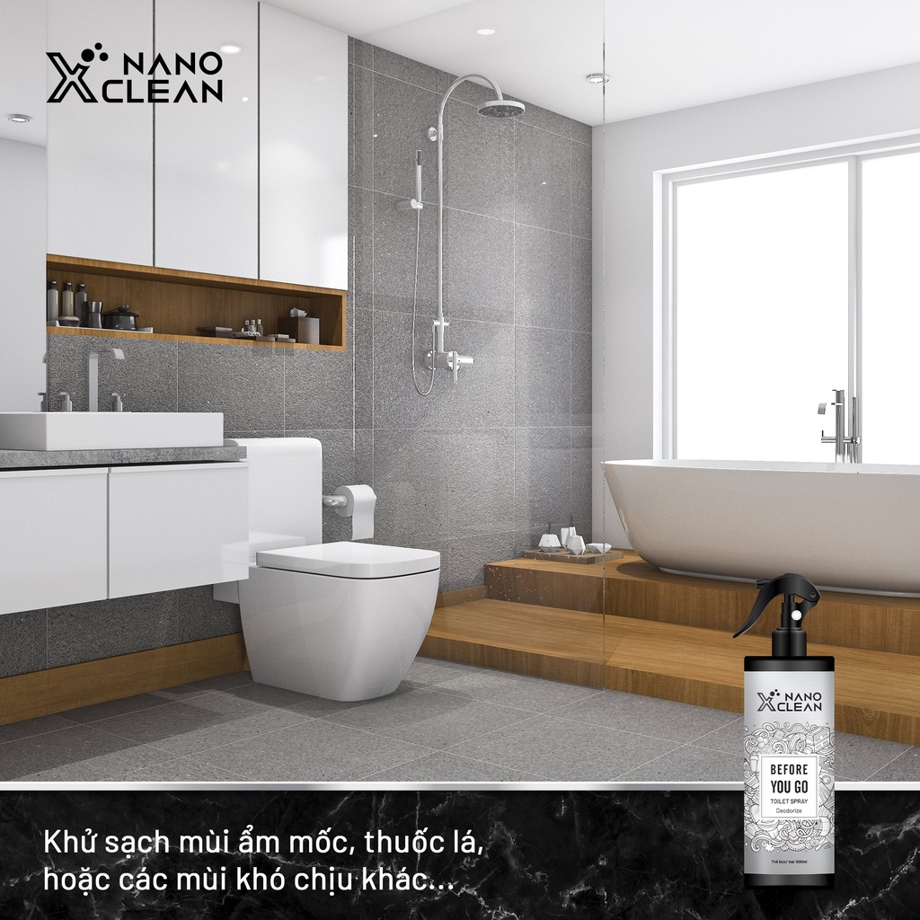 CHAI XỊT NANO BẠC DIỆT KHUẨN KHỬ MÙI TOILET NHÀ VỆ SINH -NANO XCLEAN TOILET SPRAY 500ML- AHT CORP (AHTC)