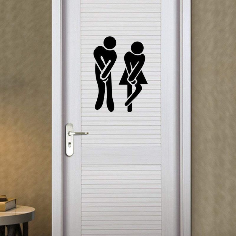 1 Tấm Sticker Dán Tường / Cửa Nhà Vệ Sinh Tự Dính Họa Tiết Ngộ Nghĩnh Trang Trí Nội Thất