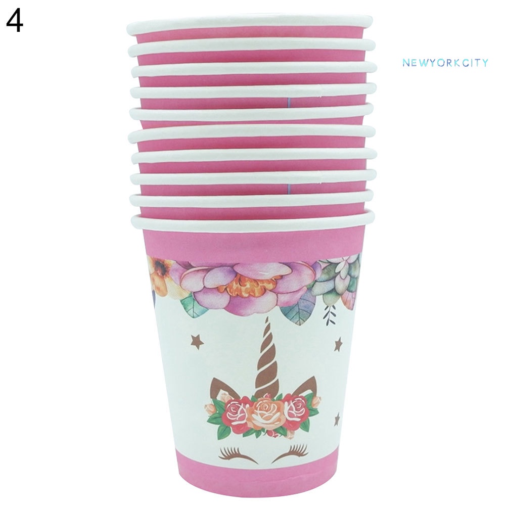10 Cốc Giấy Dùng Một Lần In Hình Kỳ Lân Dễ Thương