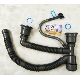 Bộ xả chậu rửa chén đúc ống lớn 1-2 hộc, chống hôi tốt, thoát nhanh