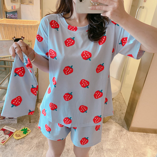 Bộ Đồ Ngủ Pijama Ngắn Tay Thời Trang Mùa Hè Cho Nữ