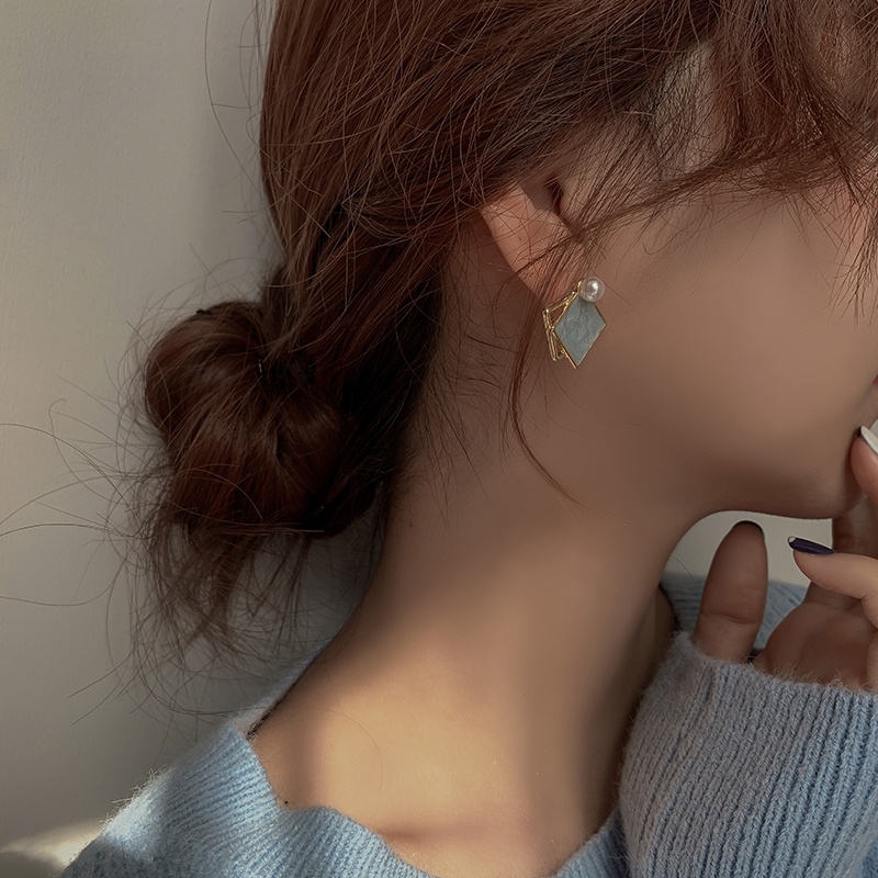 Bông tai mặt hình vuông phong cách retro thời trang cho nữ