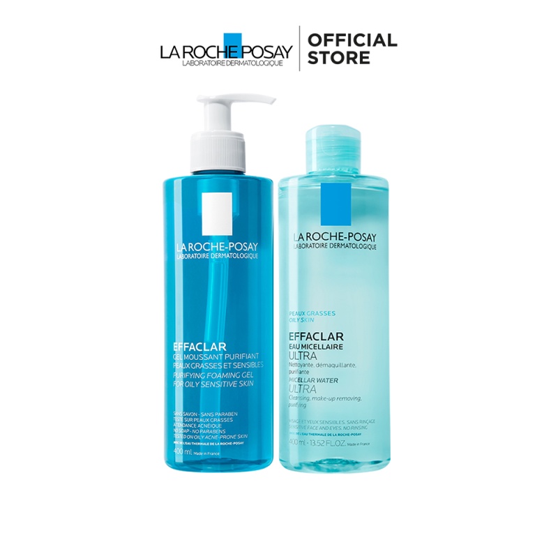 Bộ sản phẩm làm sạch sâu dành cho da dầu mụn La RochePosay Effaclar Double Cleansing