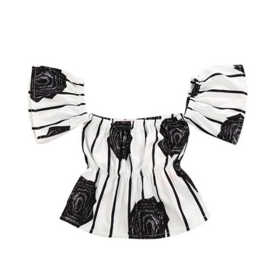 Set áo hoa trễ vai kèm quần cho bé