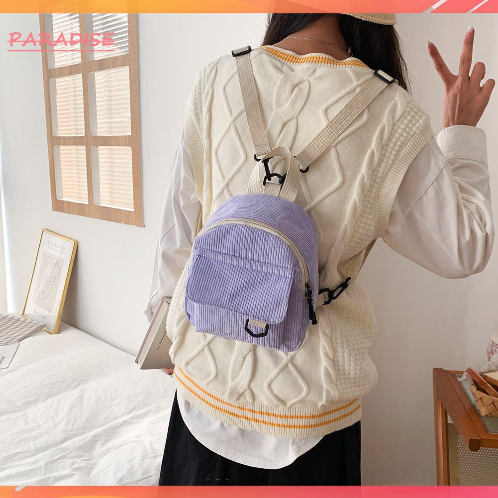 Ba Lô Đi Học Vải Nhung Màu Sắc Trơn Phối Khóa Kéo Thời Trang Mùa Đông Cho Nữ